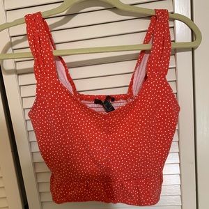 Red and white polka dot crop top